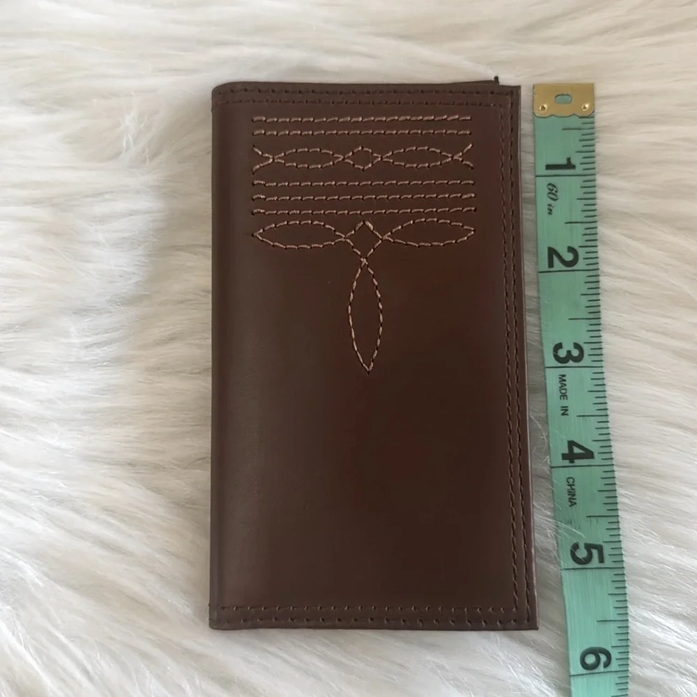Justin Genuine Leather Junior Rodeo Wallet Brown With Boot Stitch Detail RFID